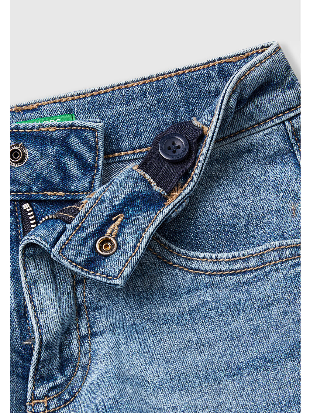 Karışık Kız Çocuk Taş Yıkama Logo İşlemeli Streç Denim Şort-2