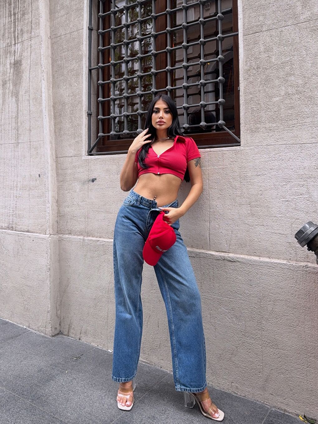 Lacivert Casual Fit Geniş Paça Denim Pantolon-4