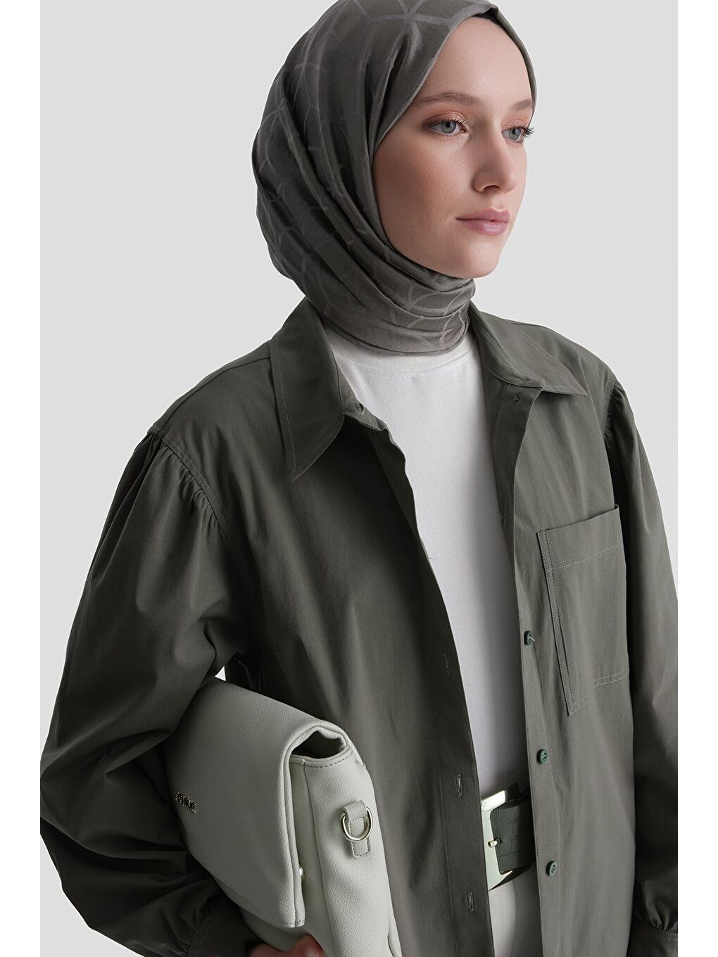 Karpuz Kol Tunik Elbise Haki-8