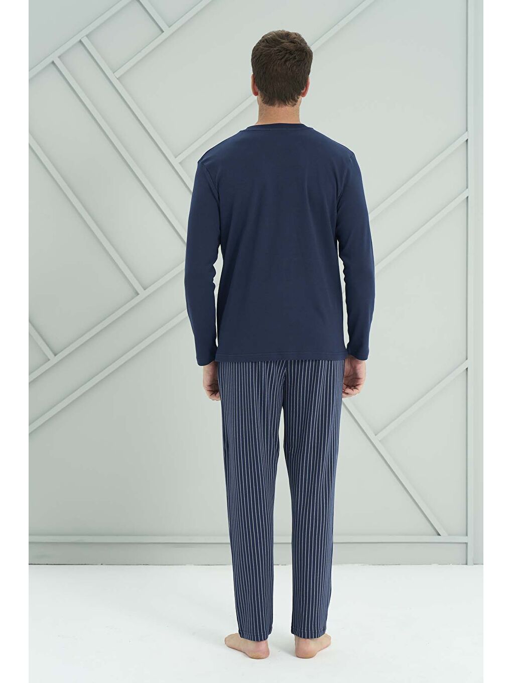 Lacivert Erkek Penye Uzun Kol Pijama Takımı 2235 Laci07-2
