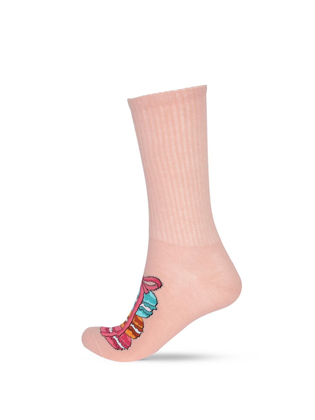 Kadın Makaron Desenli Soket Çorap Pembe-1