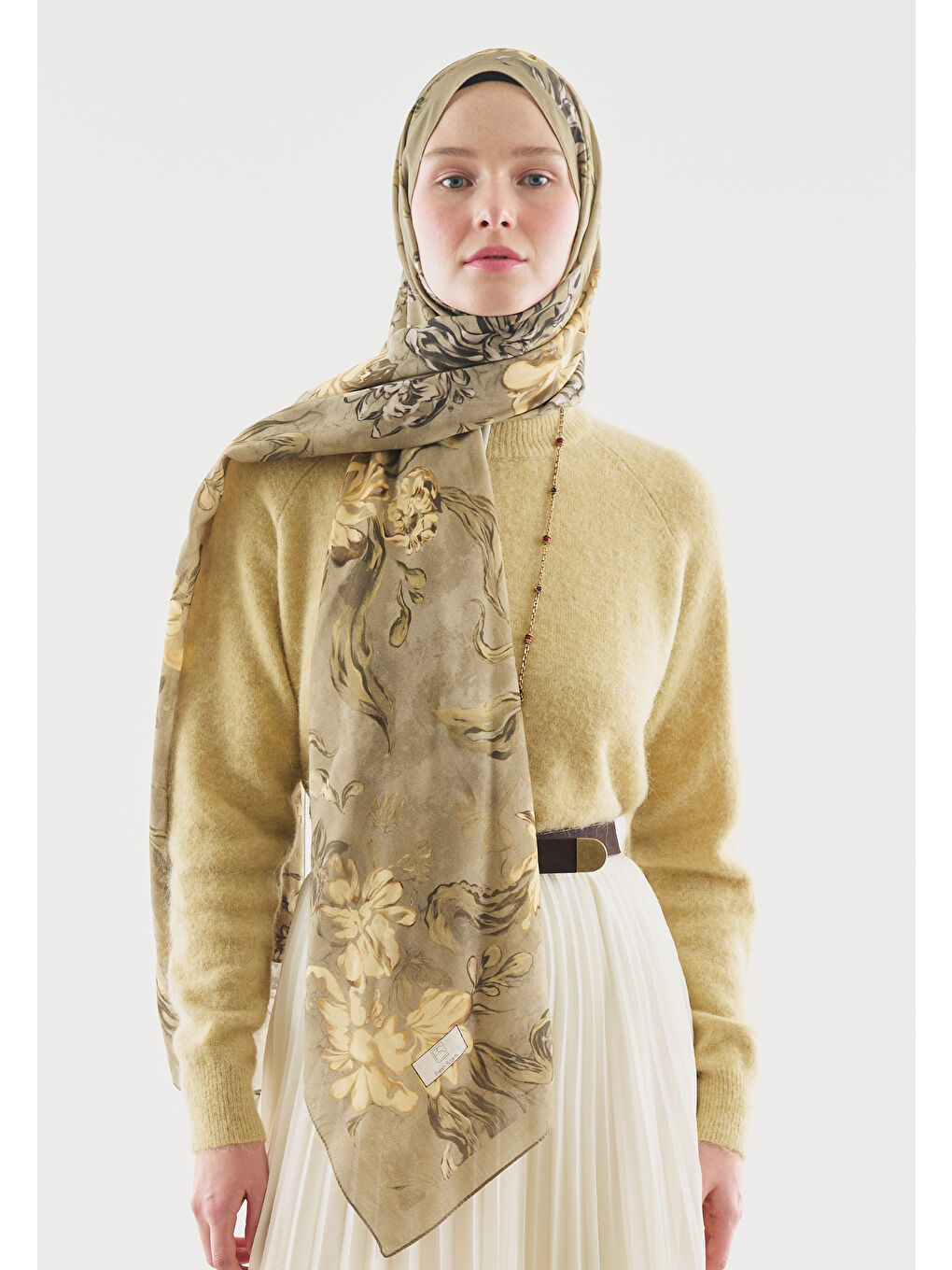 Yeşil NORAH DESENLİ PAMUK VİSKON ŞAL ÇAĞLA-1