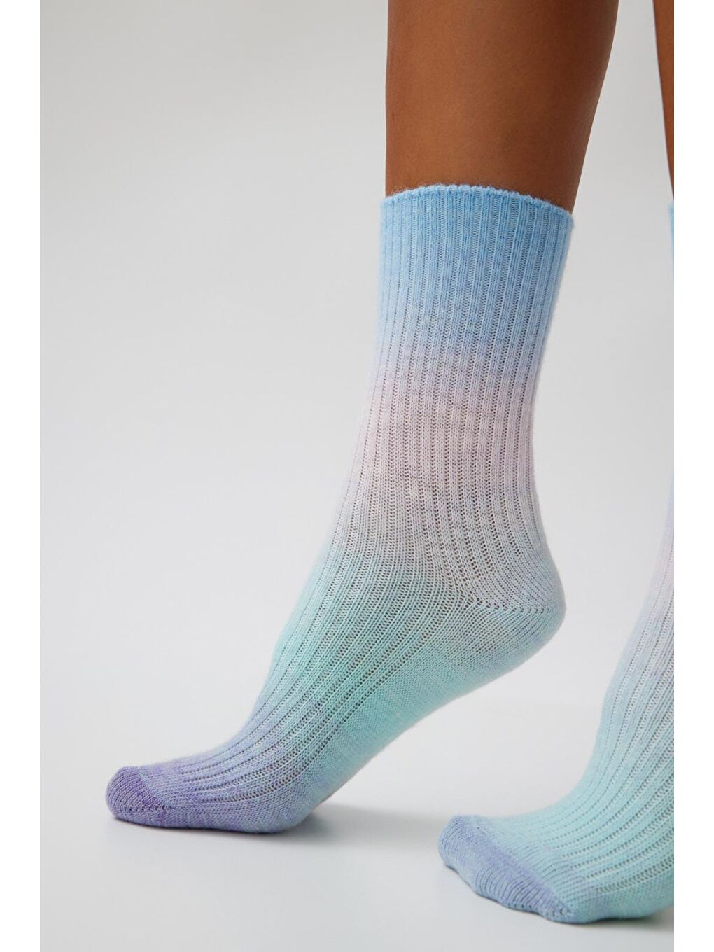 Mavi Kadın Renkli Yün Soket Çorap-3