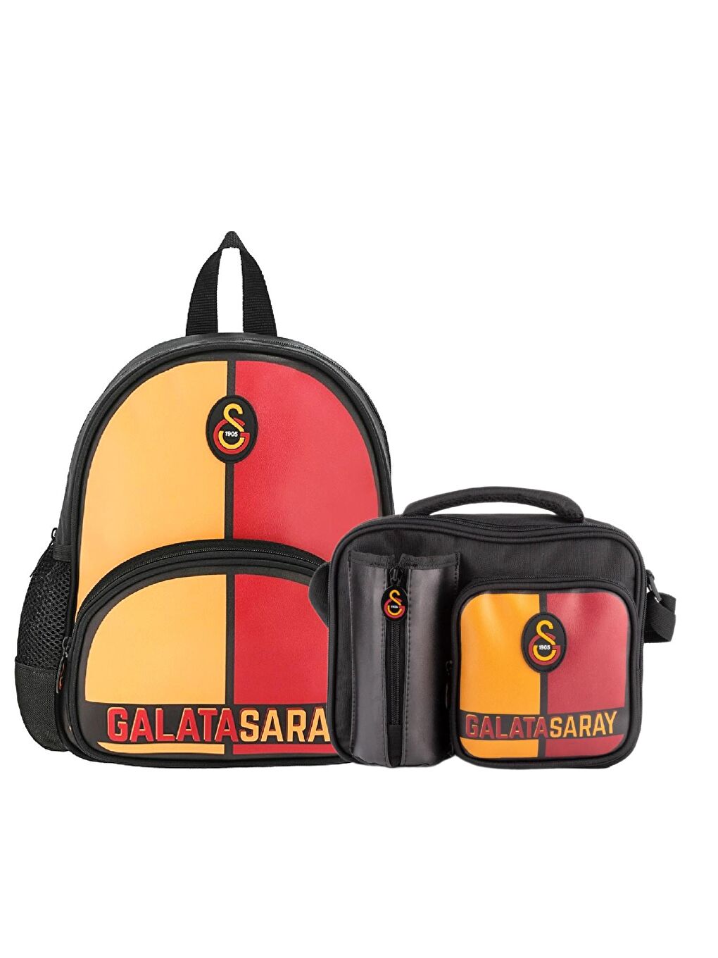 2 Bölmeli Logo Baskılı Suni Deri Anaokulu Çantası + Beslenme Çantası