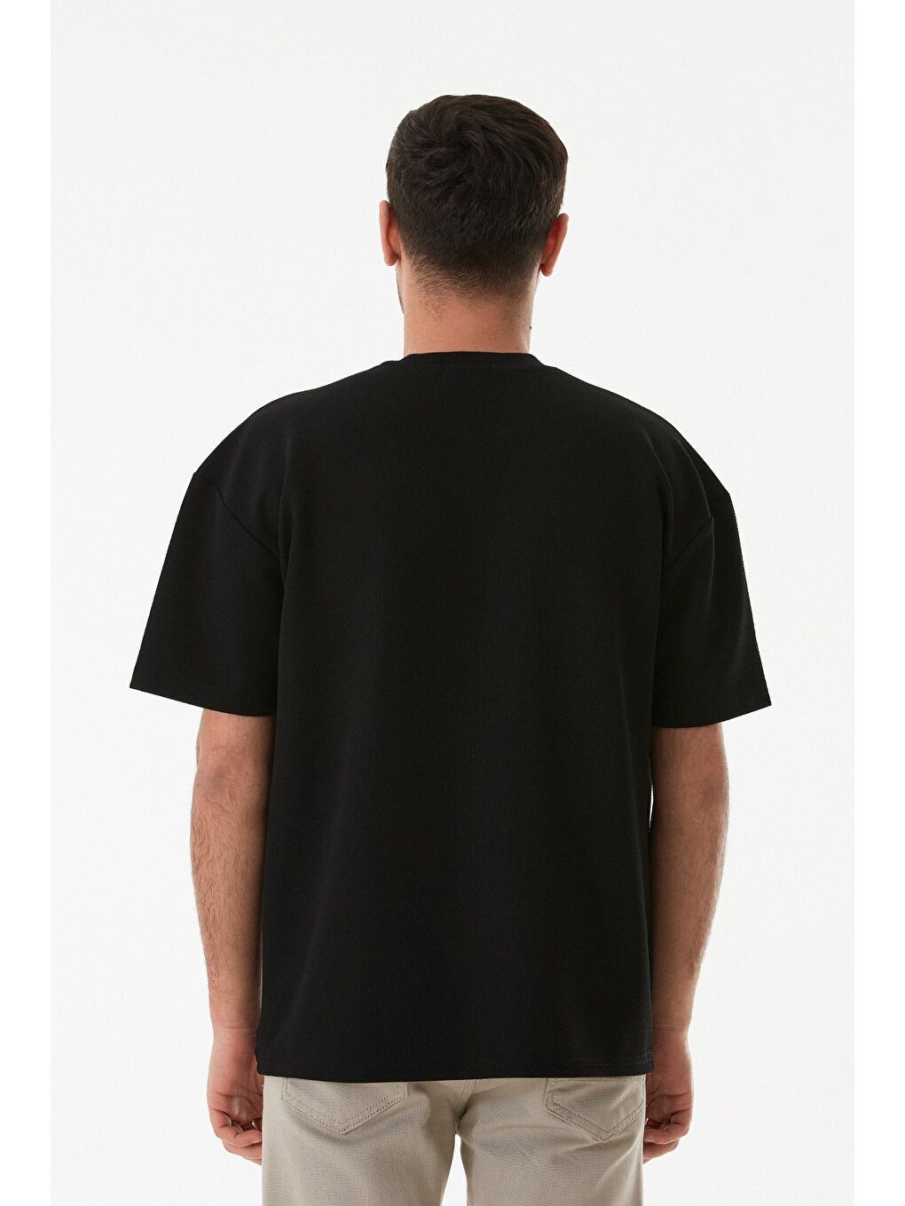 Siyah Basic Bisiklet Yaka Tişört-2