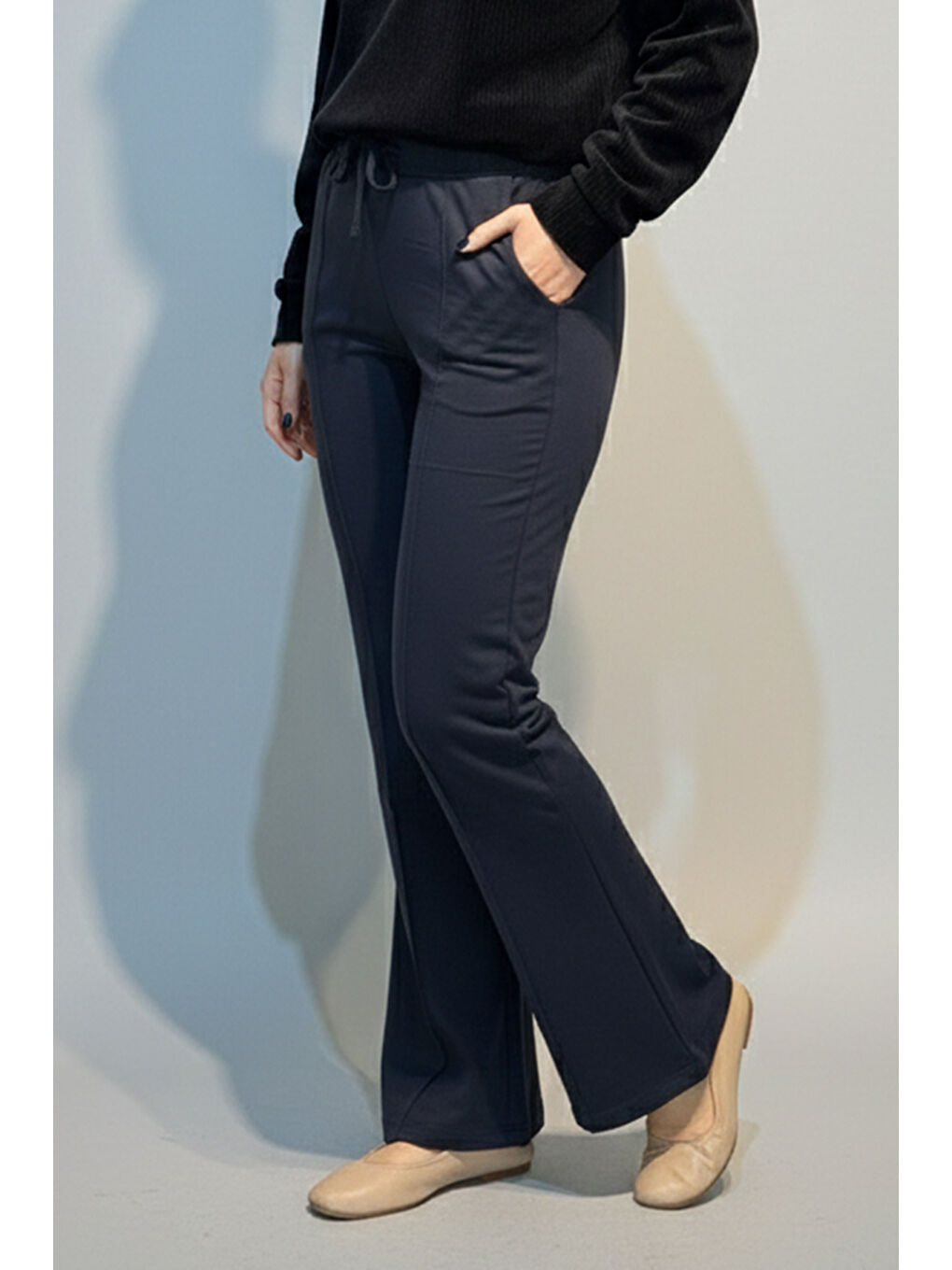 Nervür Dikiş Beli Lastikli Bağcıklı Pantolon 1887 Antrasit-4