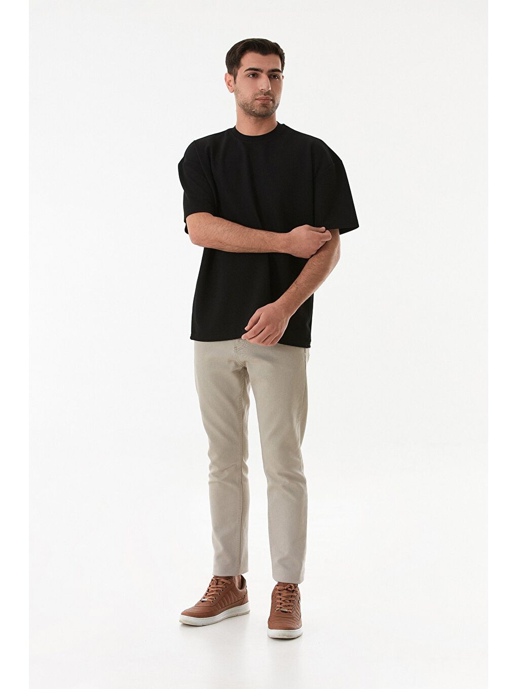 Siyah Basic Bisiklet Yaka Tişört-3