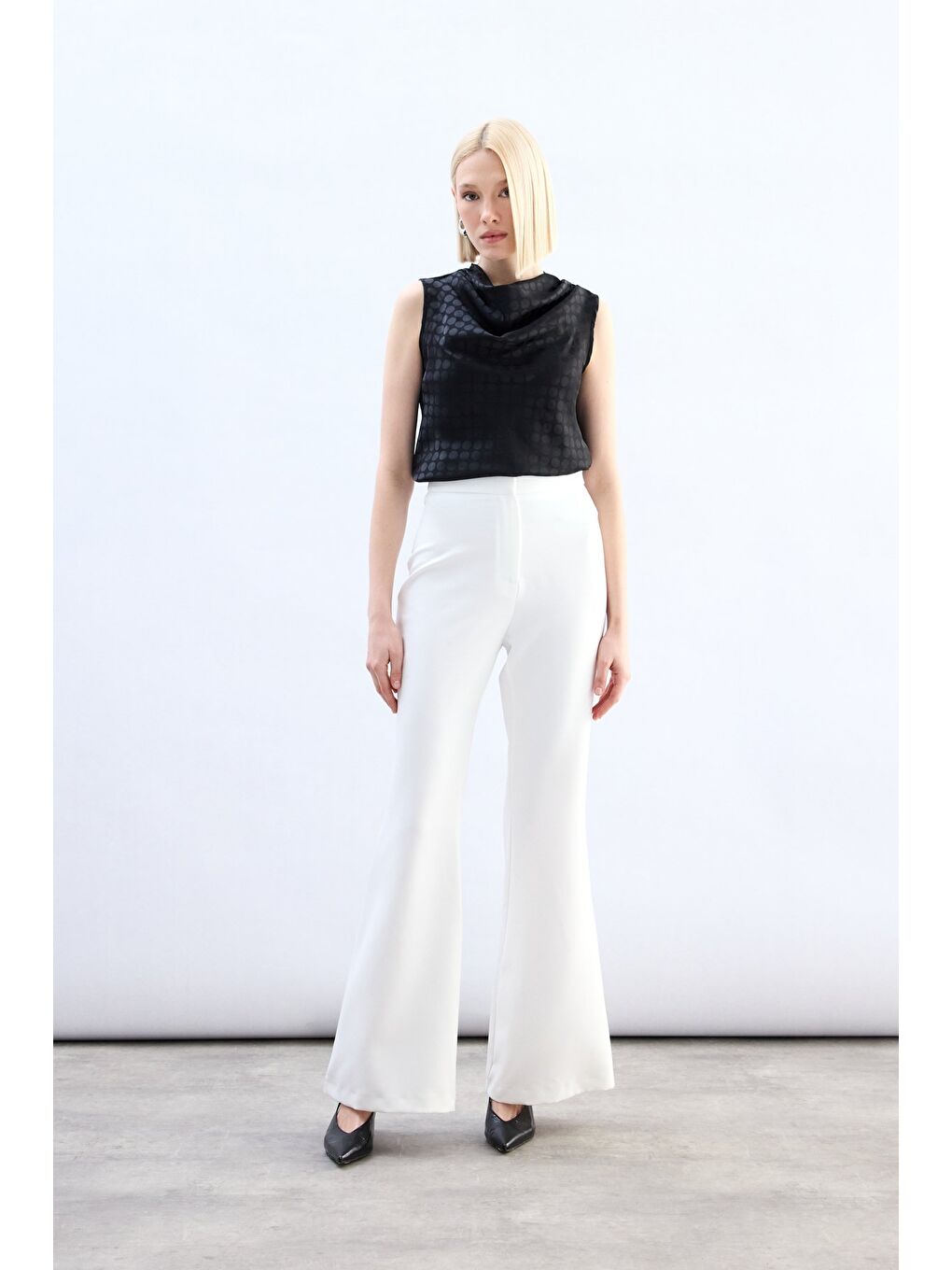 İspanyol Paça Pantolon - Ekru-2