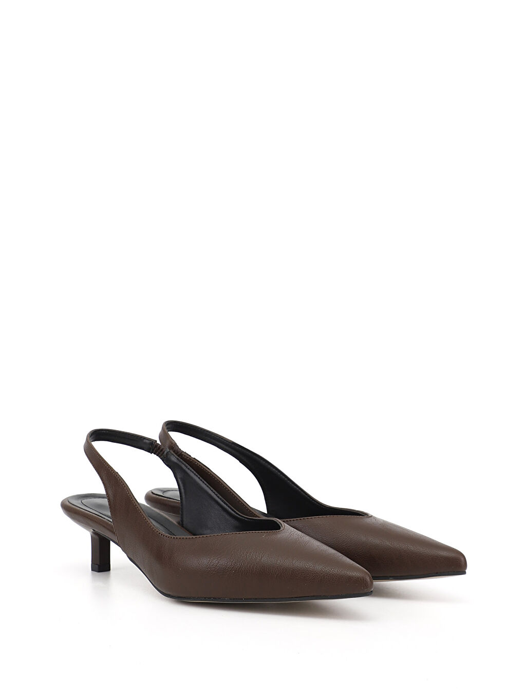 Kahverengi Kadın KAHVERENGİ Kısa İnce Topuklu Arkası Açık Ayakkabı-3