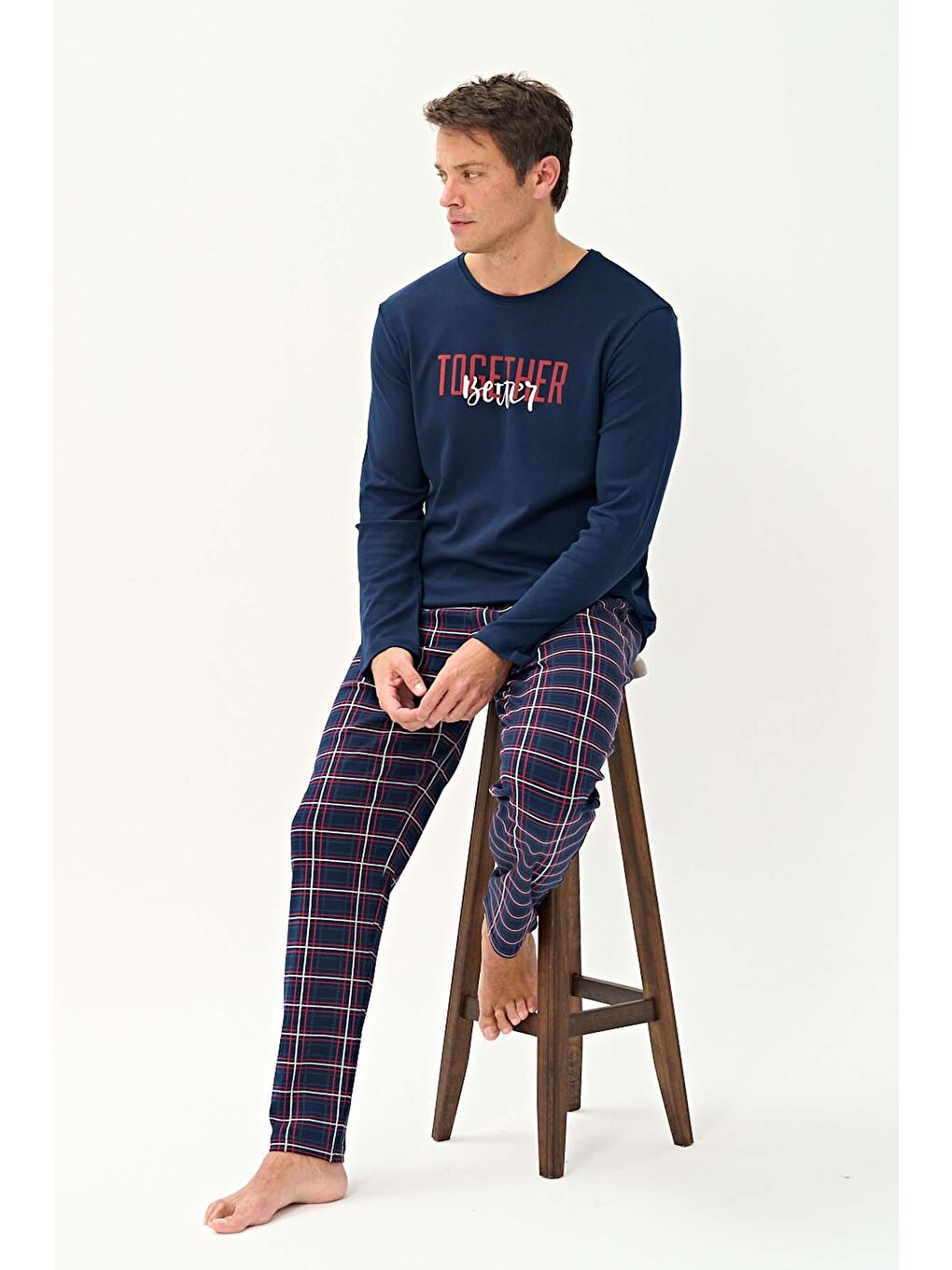Lacivert Erkek Penye Uzun Kol Pijama Takımı 2251 Laci08-2