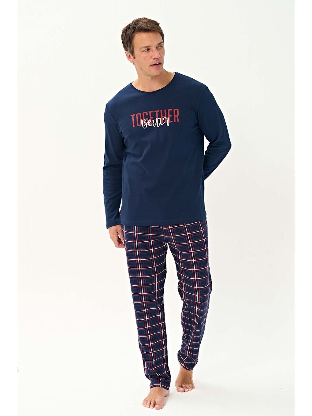 Lacivert Erkek Penye Uzun Kol Pijama Takımı 2251 Laci08-3