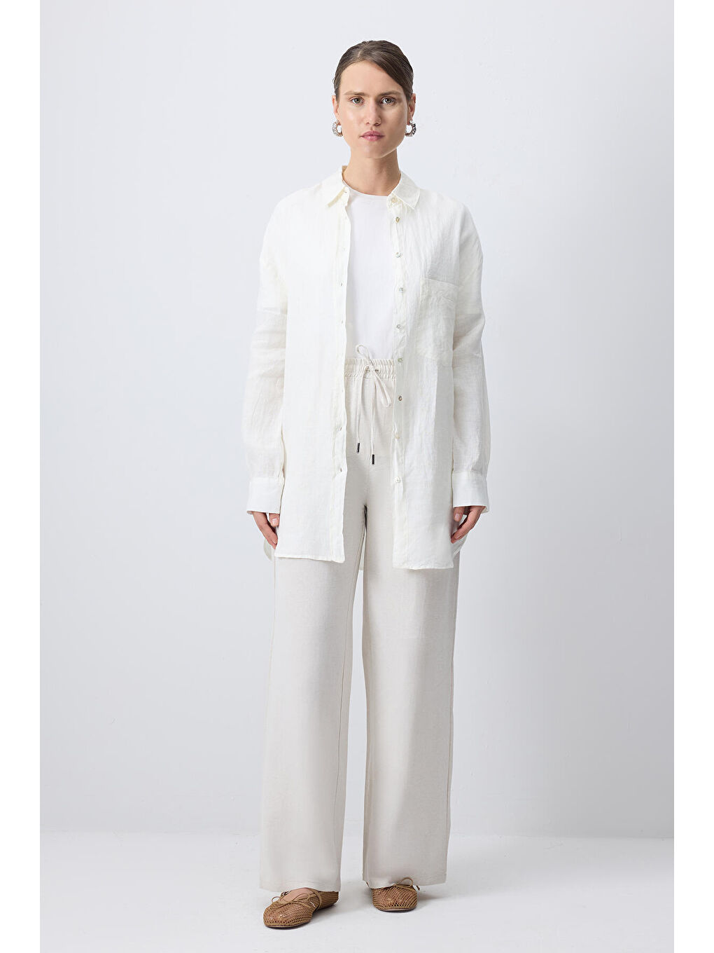 Bej Geniş Paça Pantolon