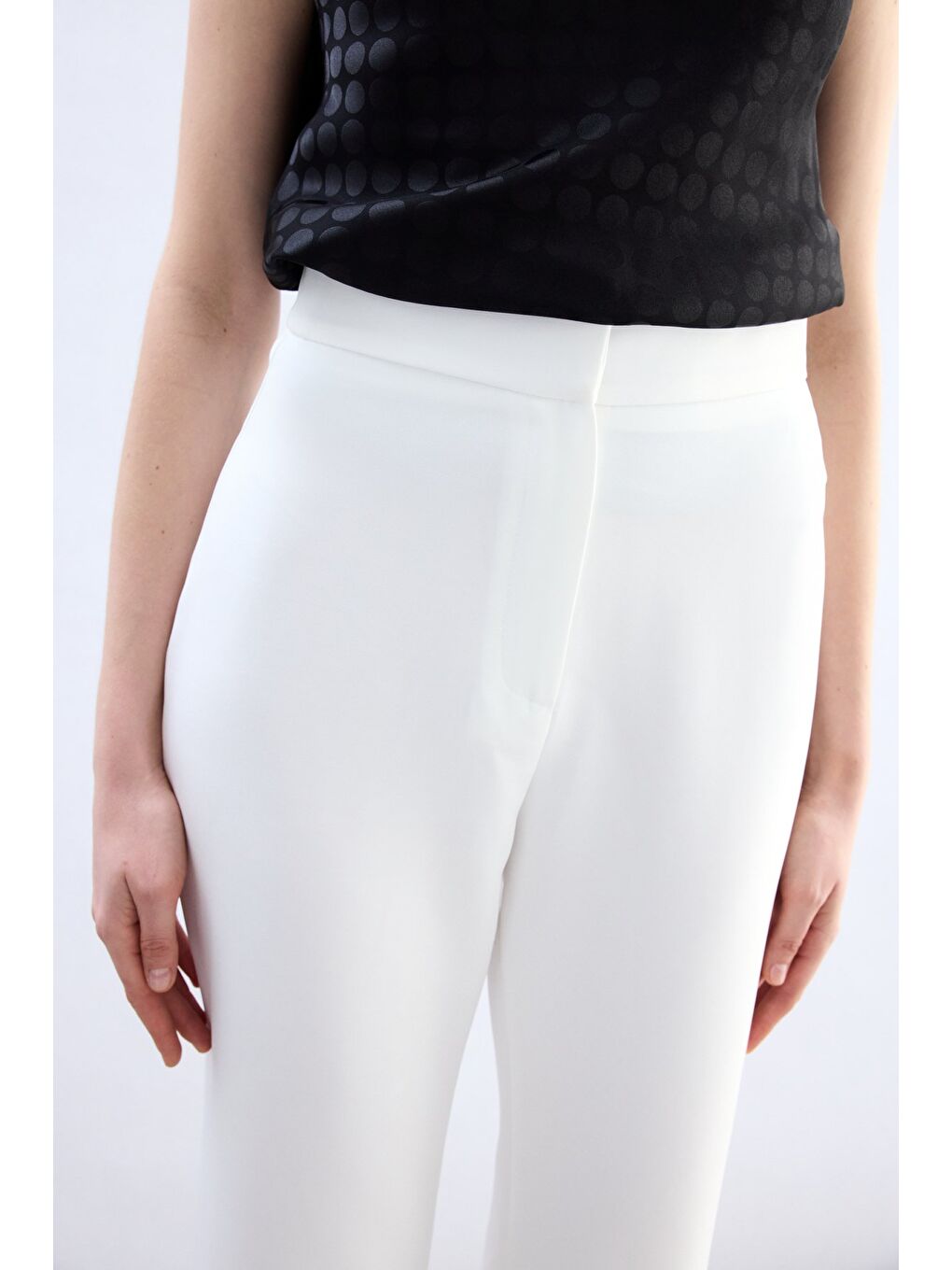 İspanyol Paça Pantolon - Ekru-4