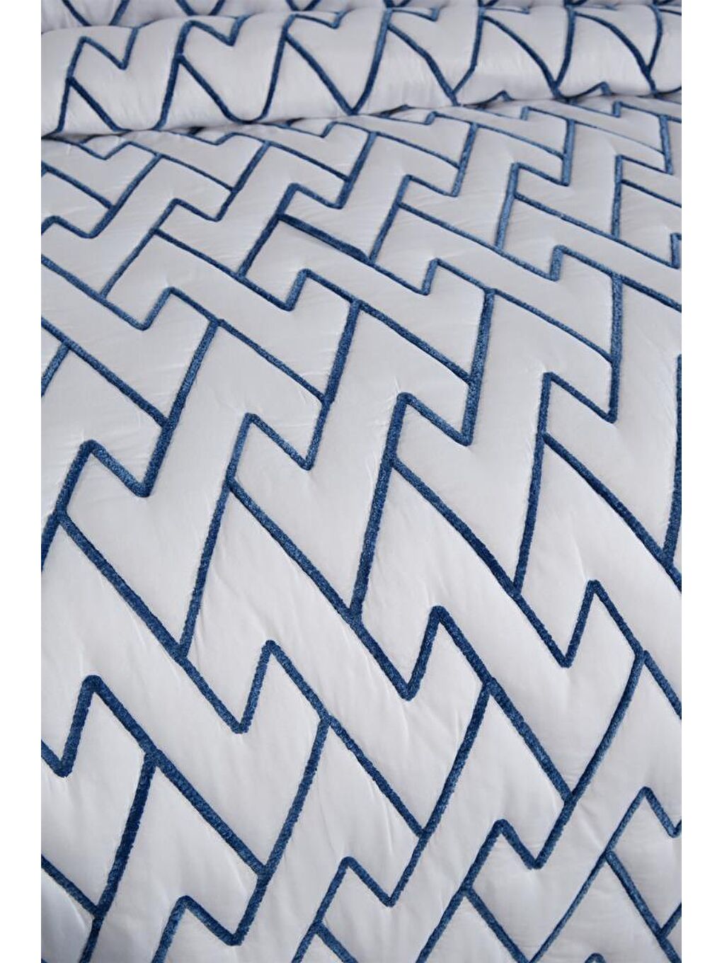 Karışık Maria Kapitoneli Çift Kişilik Yatak Örtüsü 230x240 Krem Mavi-1