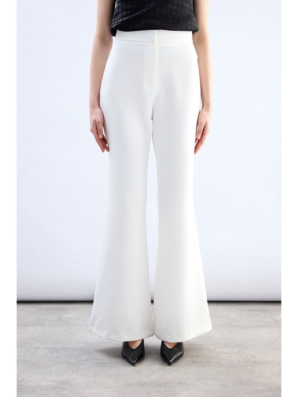 İspanyol Paça Pantolon - Ekru-5