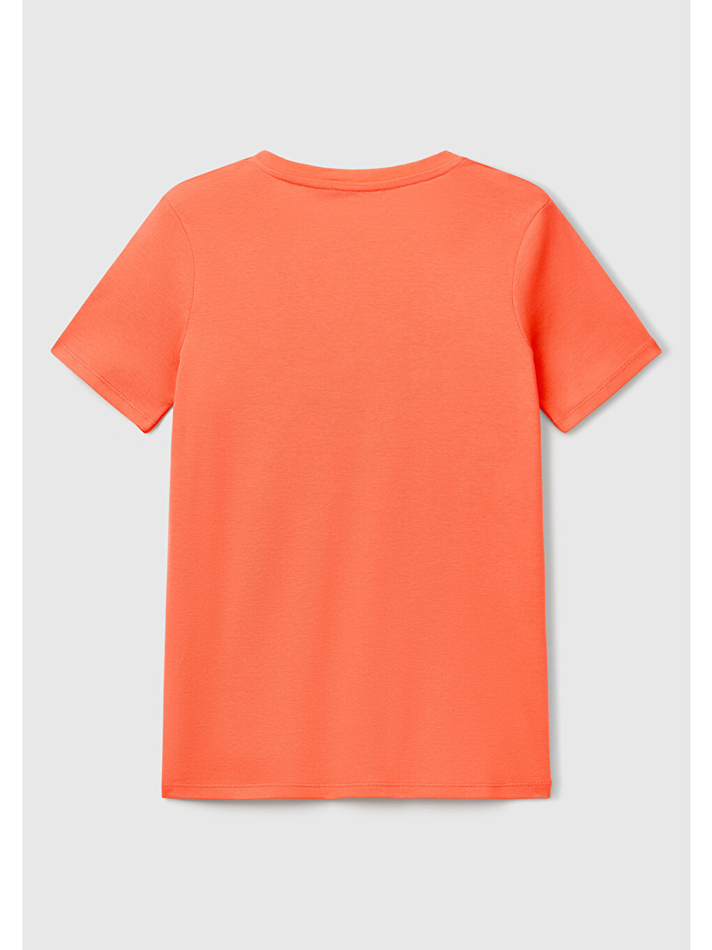 Kadın Turuncu %100 Pamuk V Yaka Basic Tişört-1