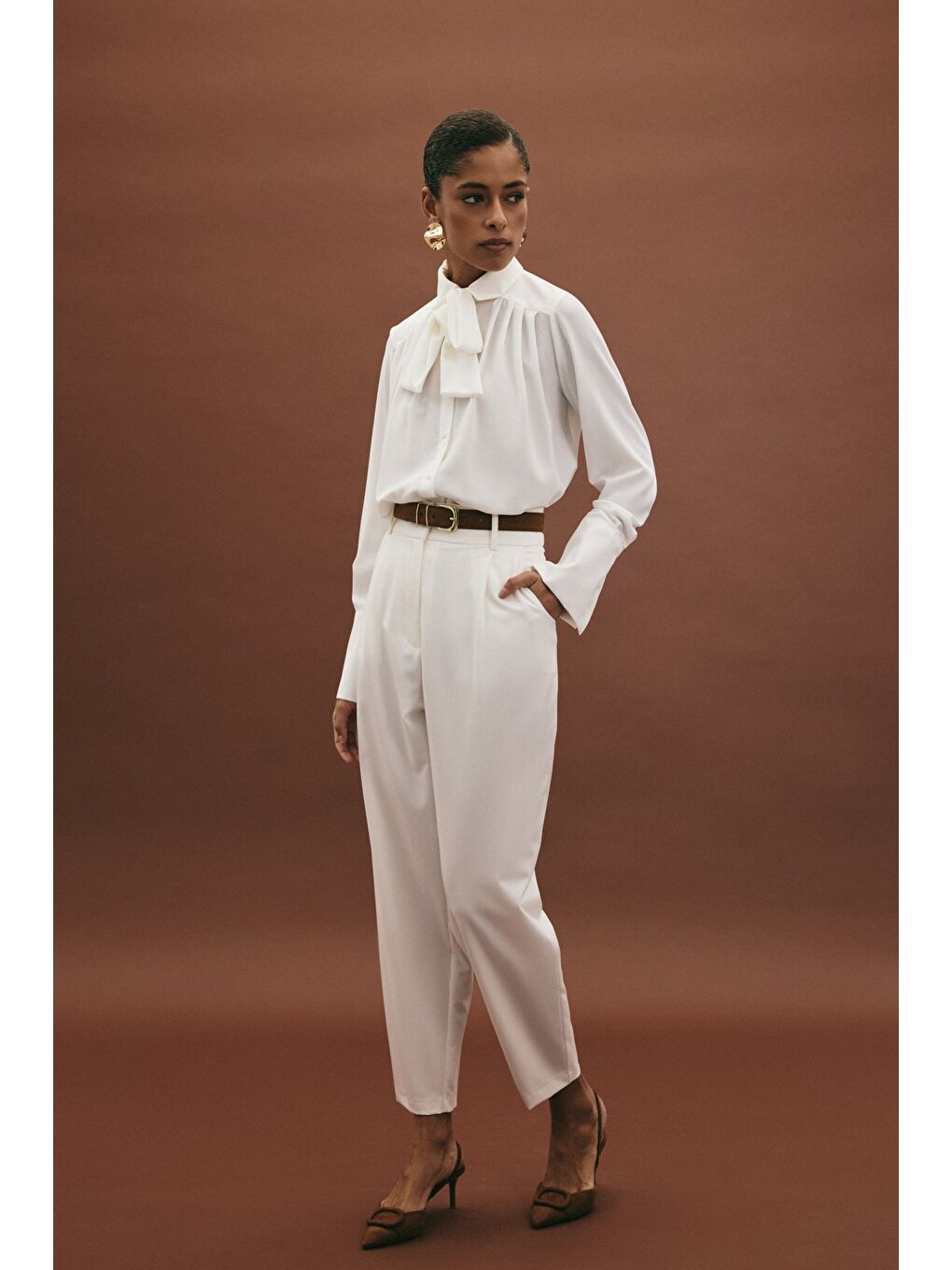 Lena Havuç Pantolon - Ekru-1