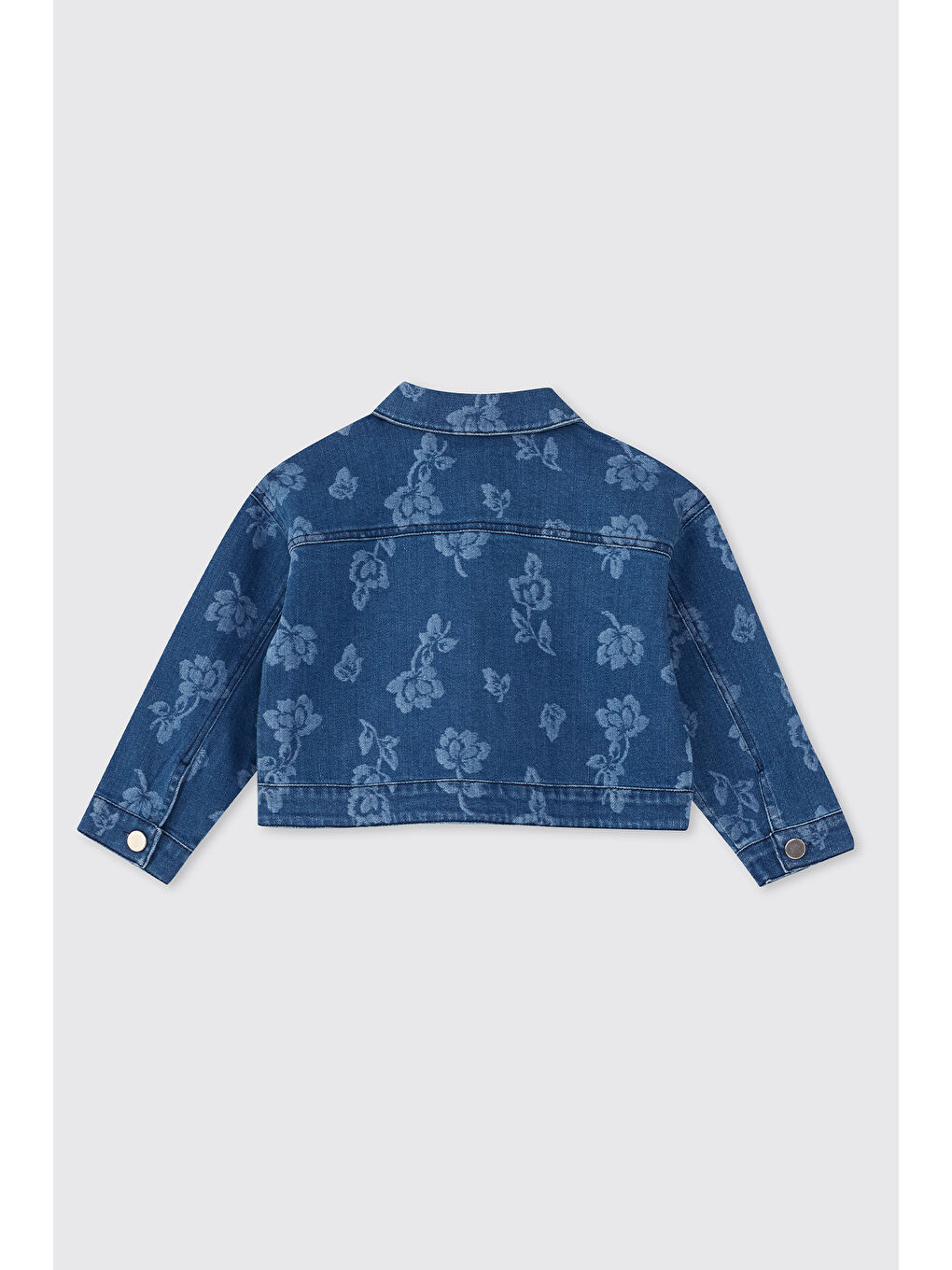 Kız Bebek Çiçek Desenli İndigo Jean Ceket-1