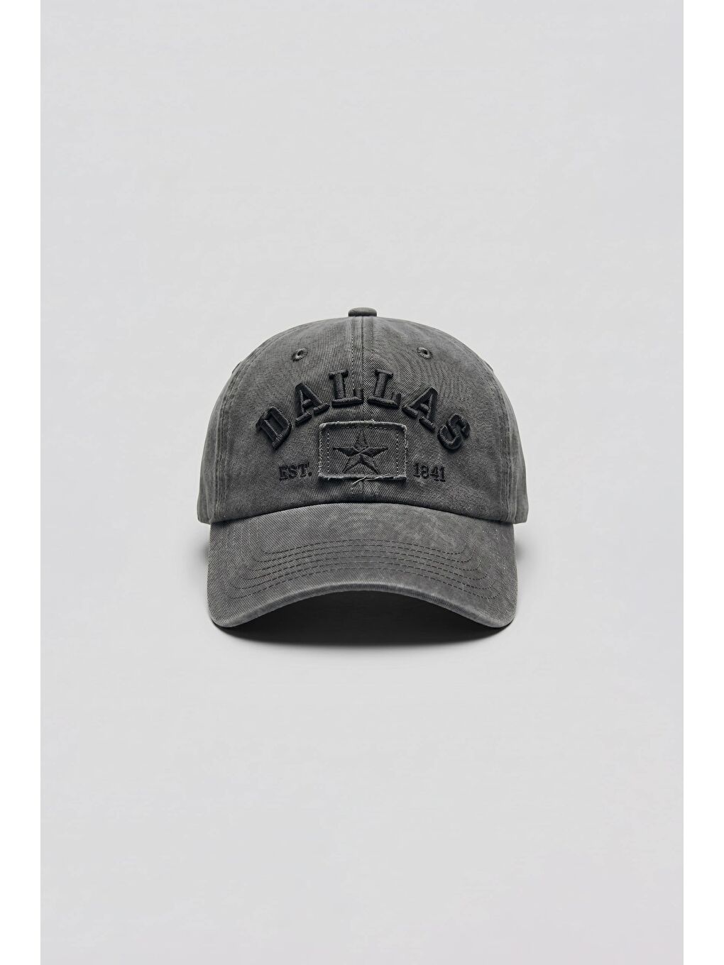 Erkek Dallas Yıldız Nakışlı Yıkamalı Beyzbol Şapka Soluk Haki