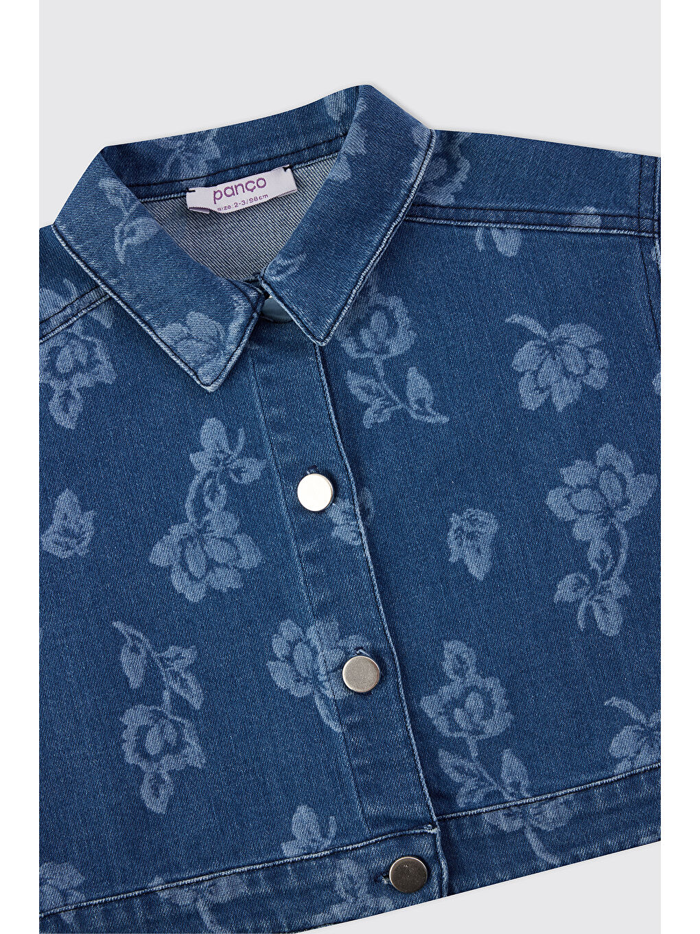 Kız Bebek Çiçek Desenli İndigo Jean Ceket-2