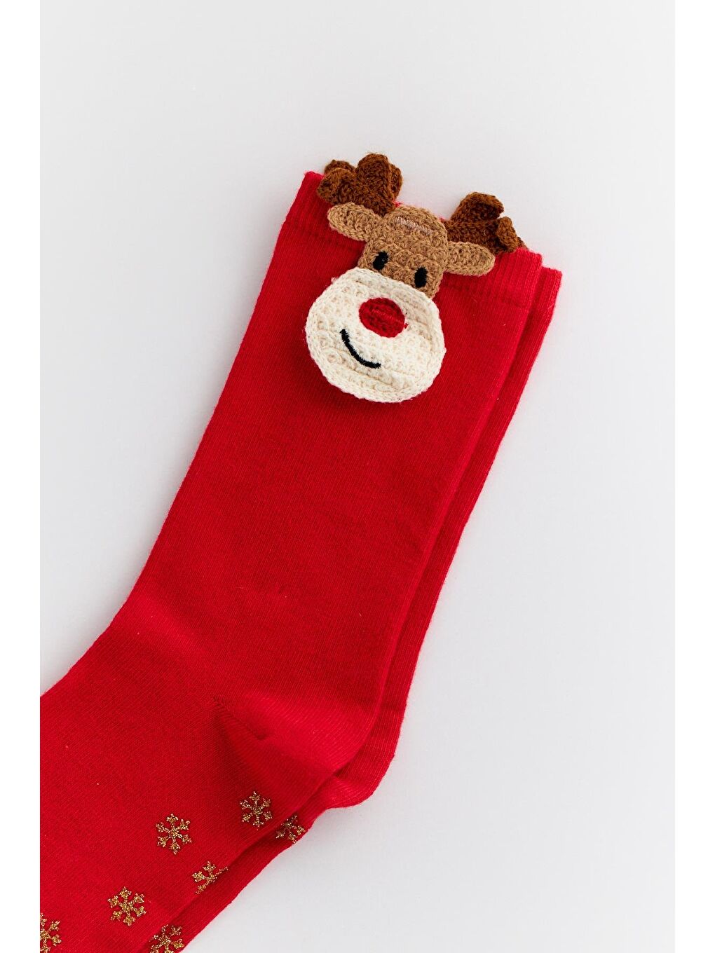 Kadın Geyik Aksesuarlı Yılbaşı Soket Çorap Kırmızı-1