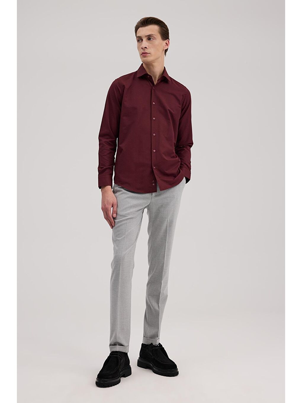 Antrasit Comfort Fit Duble Paça Kumaş Pantolon