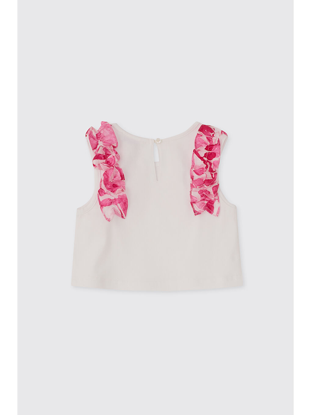 Kız Bebek Fırfır Detaylı Beyaz Atlet-1