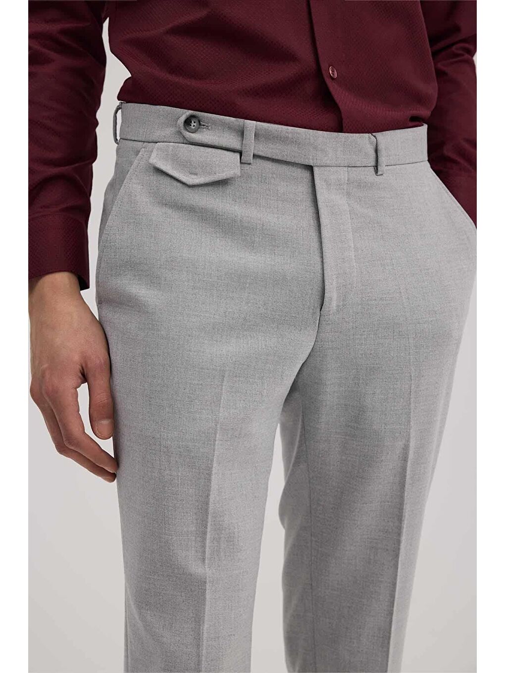 Antrasit Comfort Fit Duble Paça Kumaş Pantolon-2