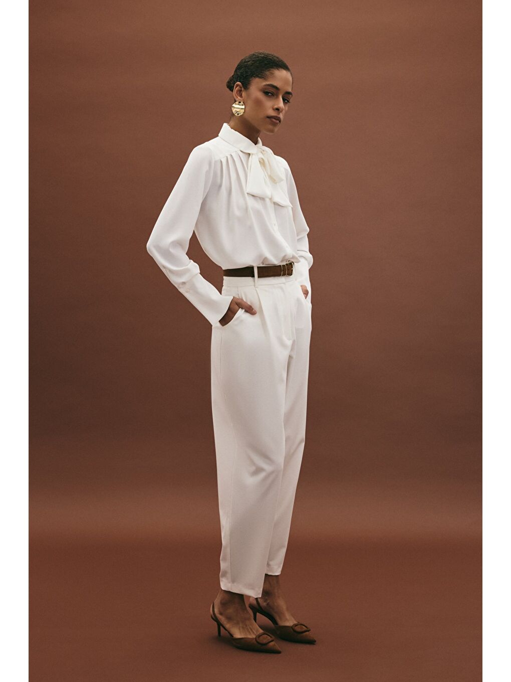 Lena Havuç Pantolon - Ekru-4