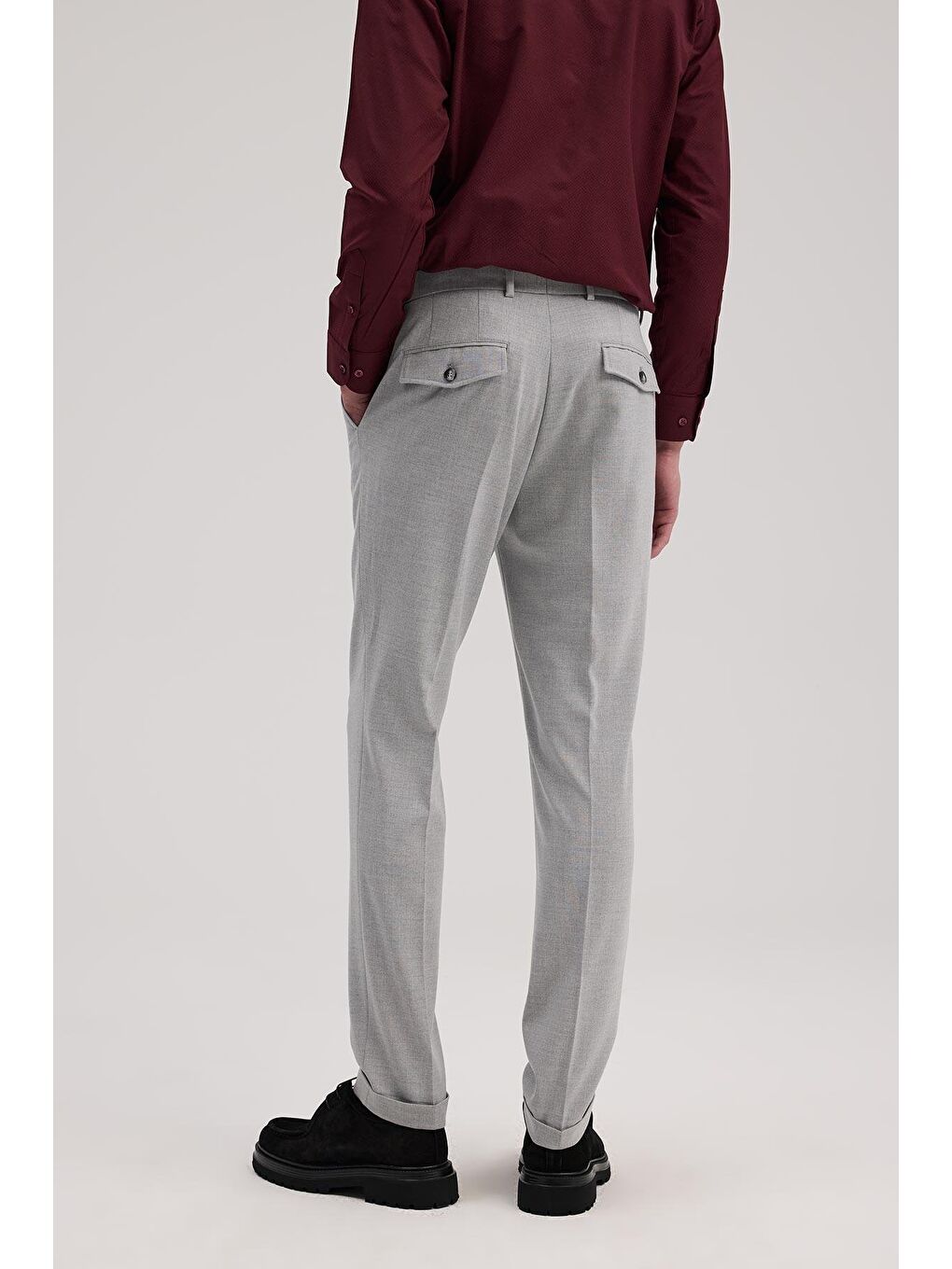 Antrasit Comfort Fit Duble Paça Kumaş Pantolon-3