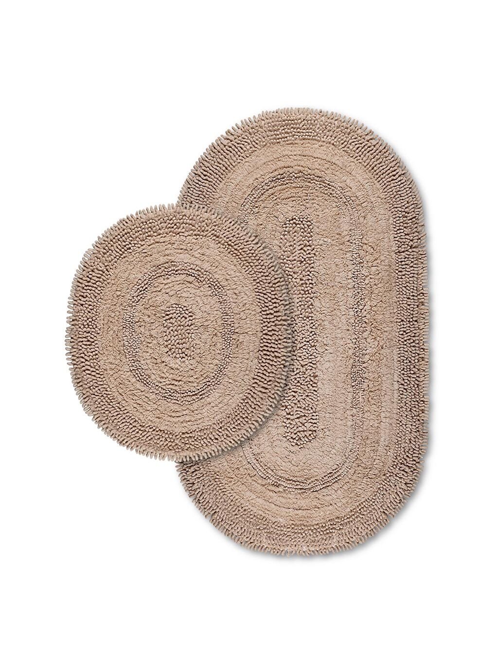 Makaroni Doğal Pamuklu 2'li Banyo Paspas Seti 60x100+50x60 Cm Bej