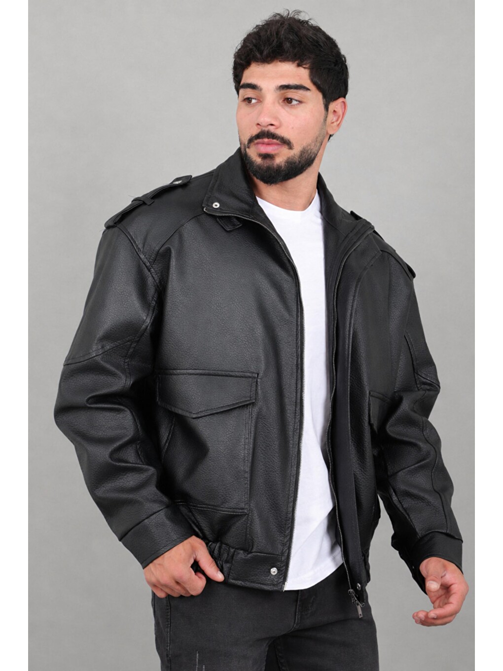 Siyah Oversize Torba Cep Omuz Detay Suni Deri Mont Kmd 880_50530