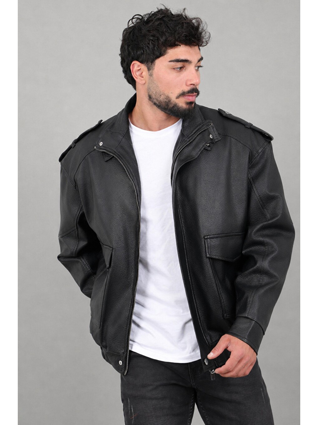 Siyah Oversize Torba Cep Omuz Detay Suni Deri Mont Kmd 880_50530-1