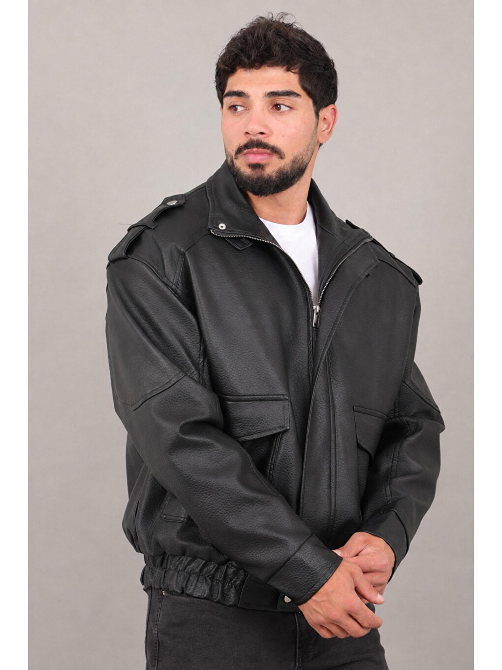 Siyah Oversize Torba Cep Omuz Detay Suni Deri Mont Kmd 880_50530-2