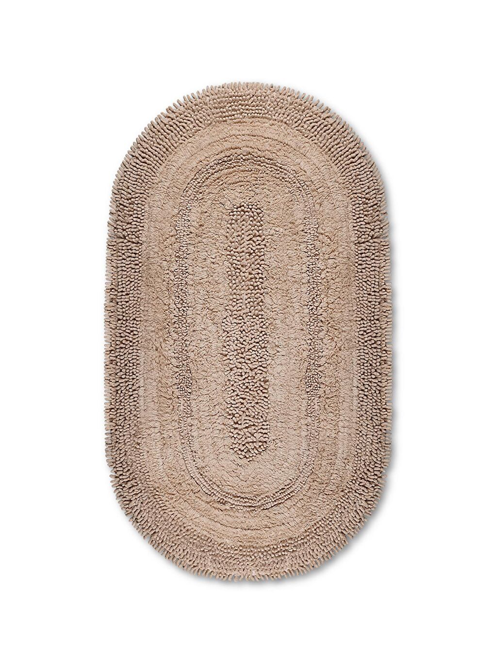 Makaroni Doğal Pamuklu 2'li Banyo Paspas Seti 60x100+50x60 Cm Bej-1