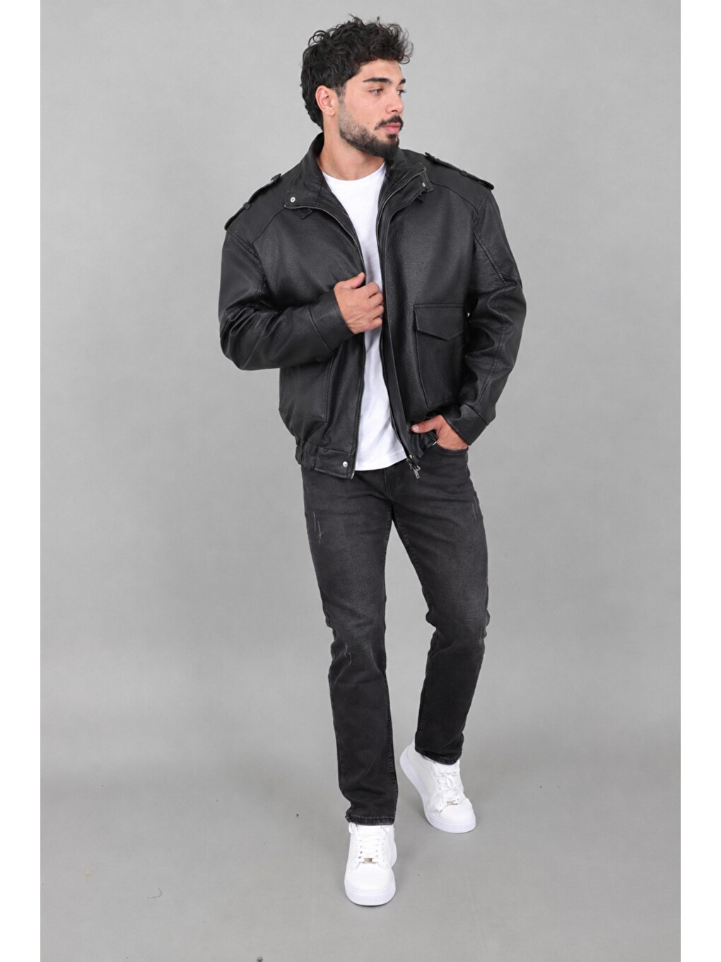 Siyah Oversize Torba Cep Omuz Detay Suni Deri Mont Kmd 880_50530-4