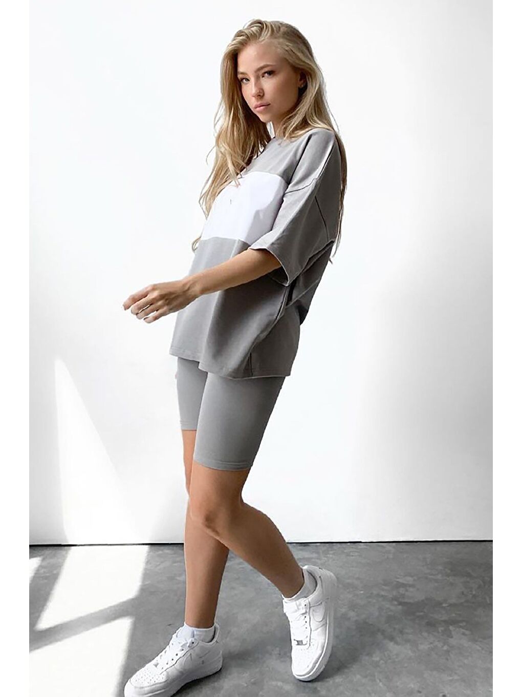 Boyalı Gri Nakışlı Tişört Mg1421-6