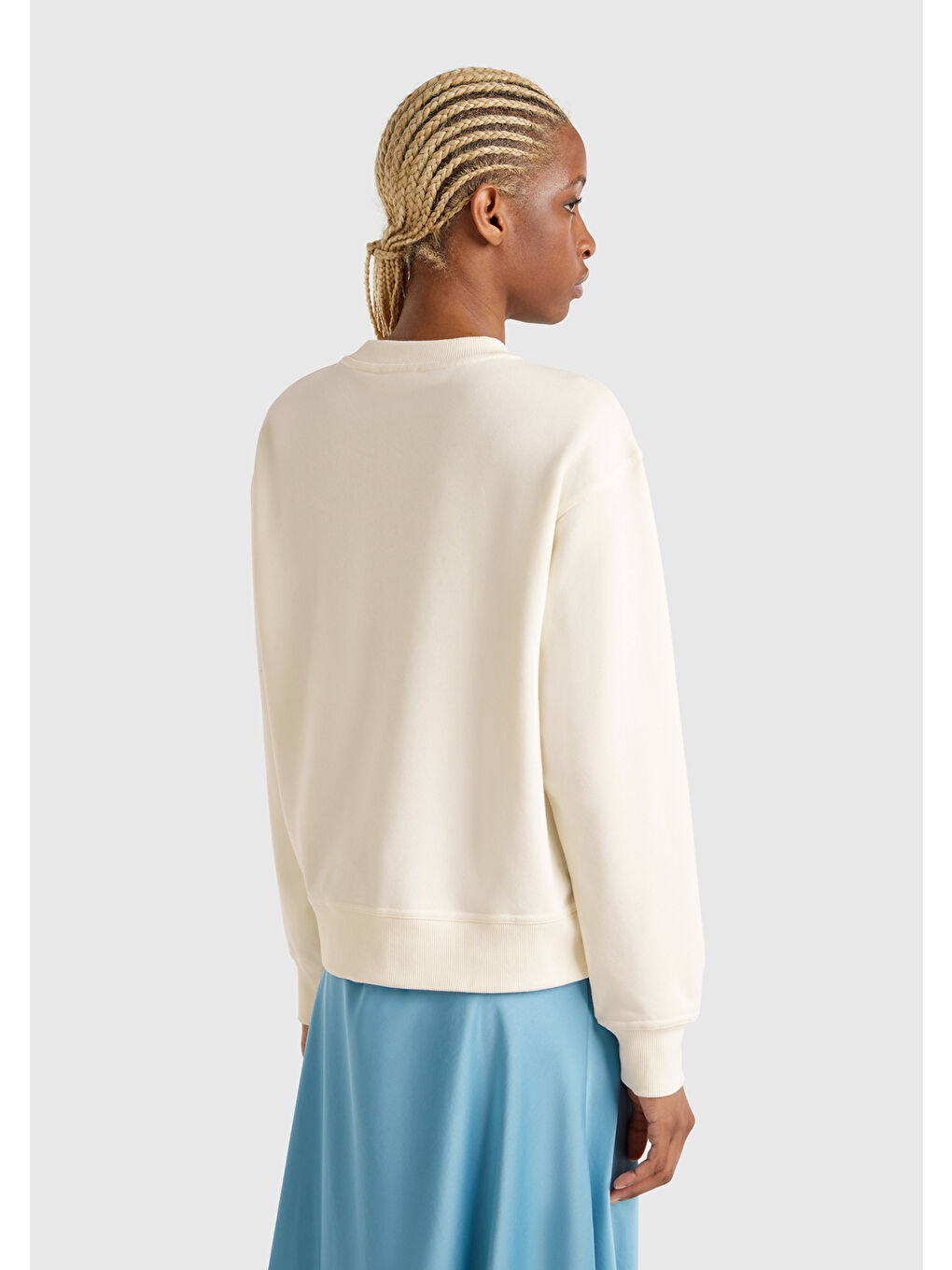 Ekru Kadın Krem Pamuk Karışımlı Çiçek Desenli Sweatsihrt-2