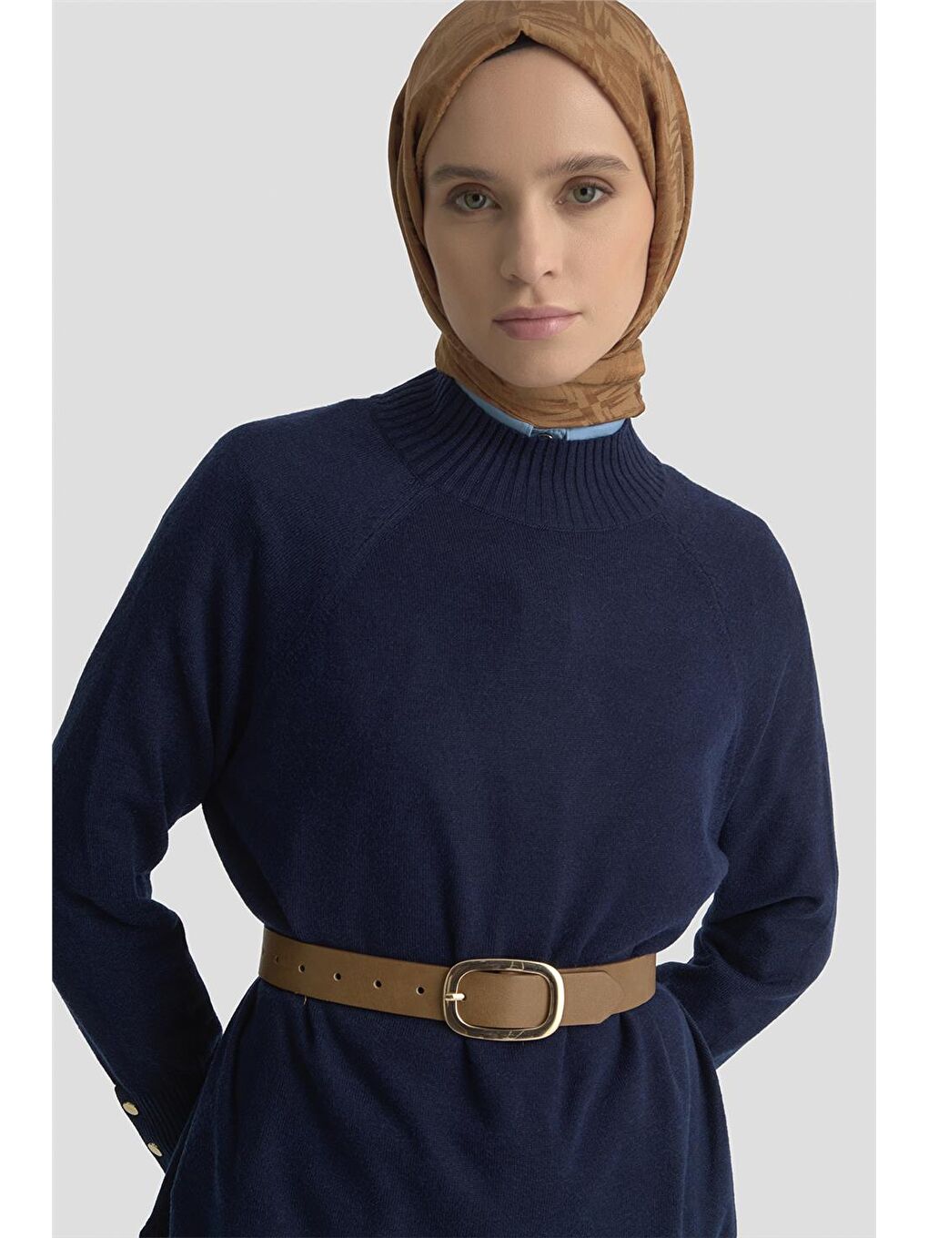 Düğmeli Basic Oversize Kazak 25Kd6016 Lacivert