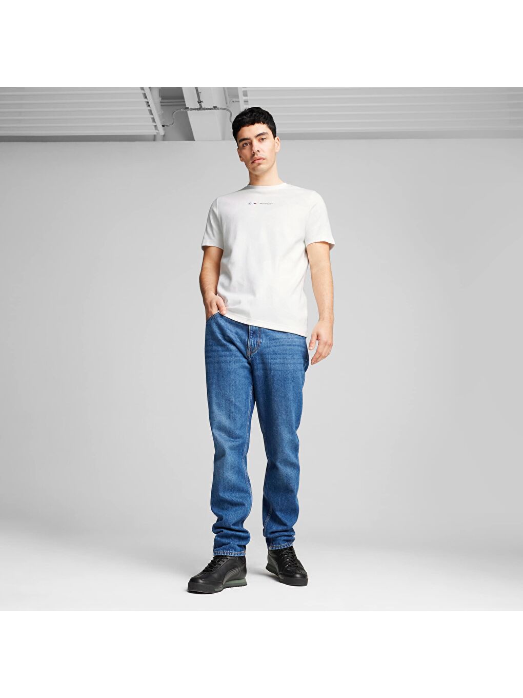 Beyaz BMW M Motorsport Erkek Jacquard Tişört-2