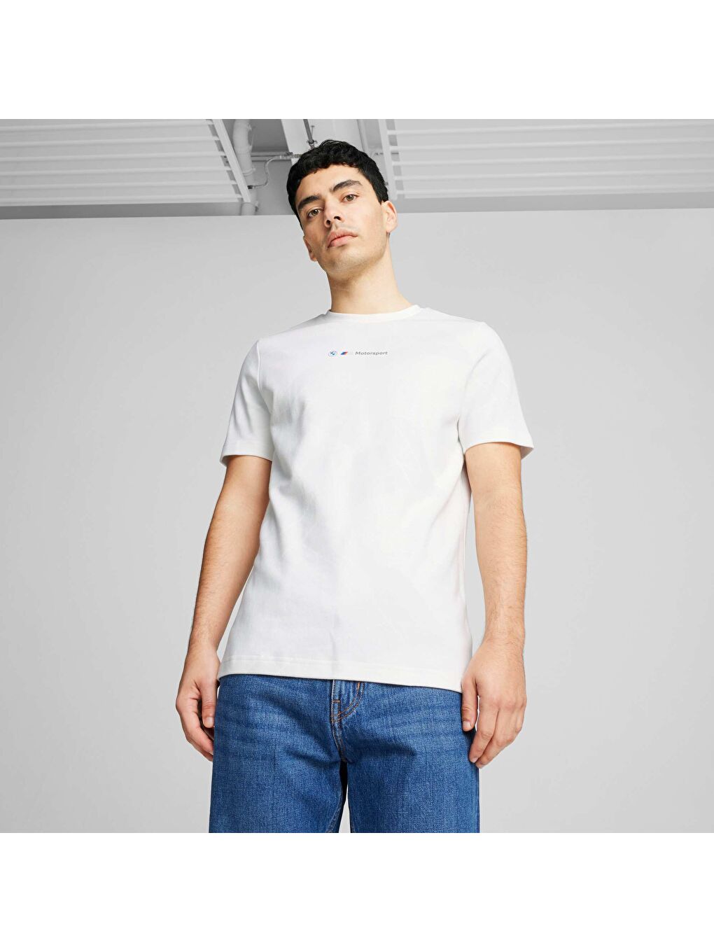 Beyaz BMW M Motorsport Erkek Jacquard Tişört-4