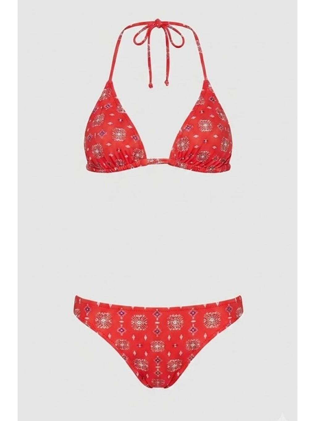 Boyundan Bağlı Üçgen Bikini Takım 3230 Kırmızı