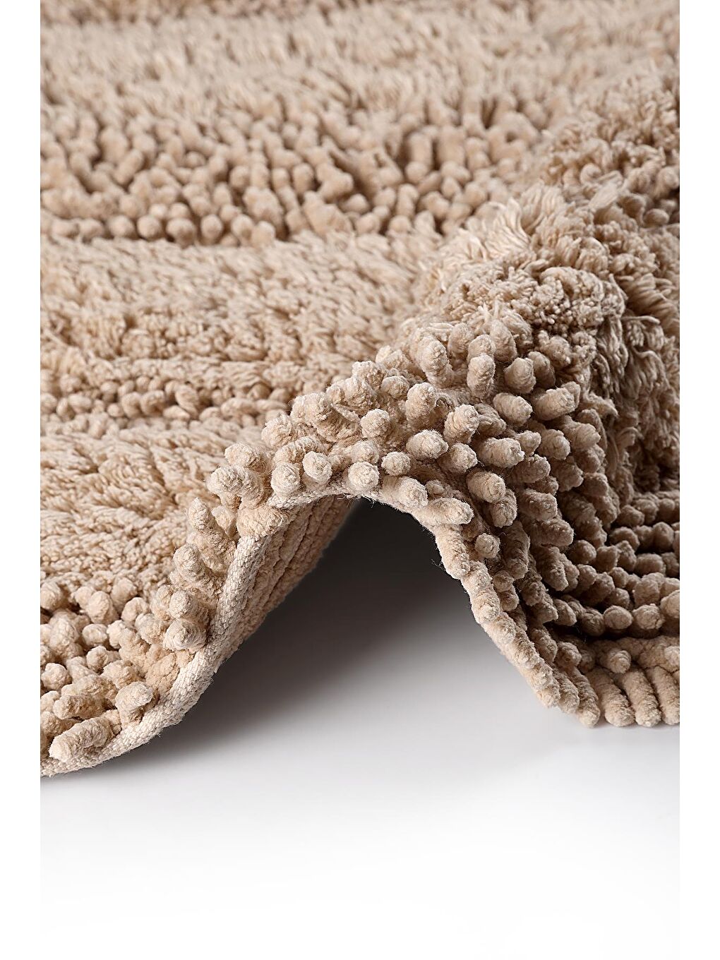 Makaroni Doğal Pamuklu 2'li Banyo Paspas Seti 60x100+50x60 Cm Bej-3