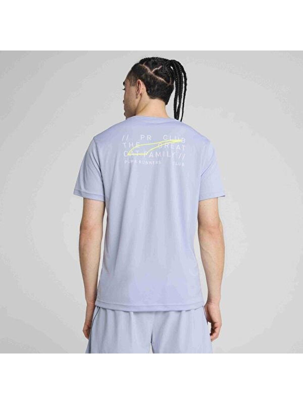Graphics Running Illustratio Erkek Mavi Yuvarlak Yaka Tişört-3