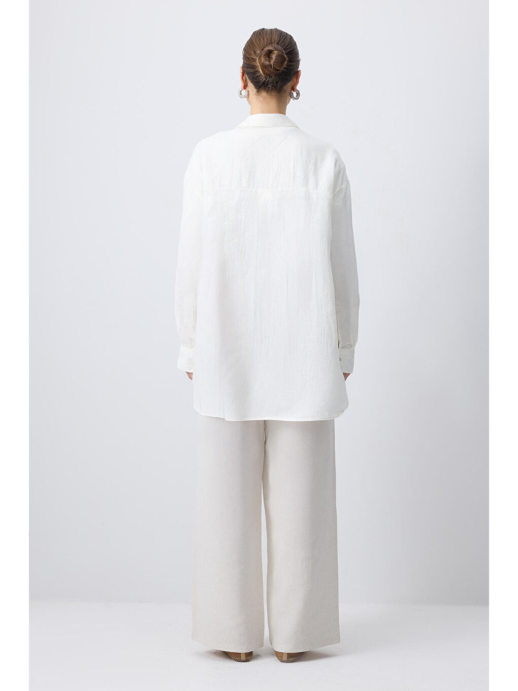 Bej Geniş Paça Pantolon-3