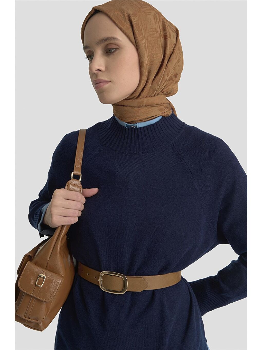 Düğmeli Basic Oversize Kazak 25Kd6016 Lacivert-2