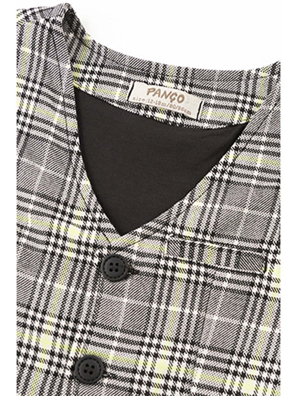 Erkek Bebek Ekose Desenli Siyah Yelek-2