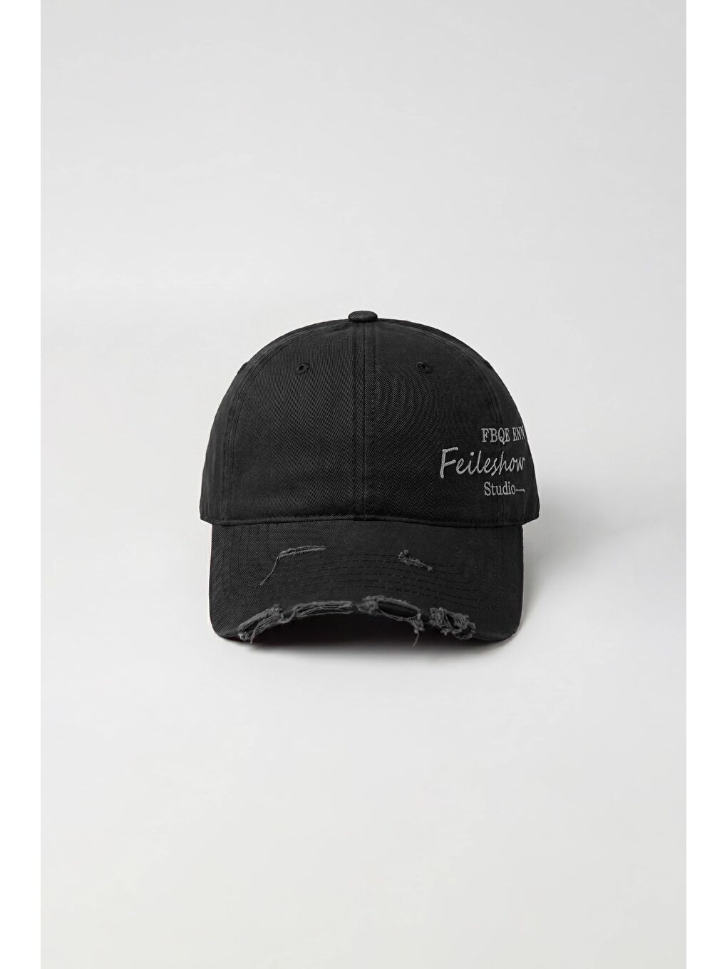 Erkek Distressed Nakışlı Yıkamalı Beyzbol Şapka Siyah