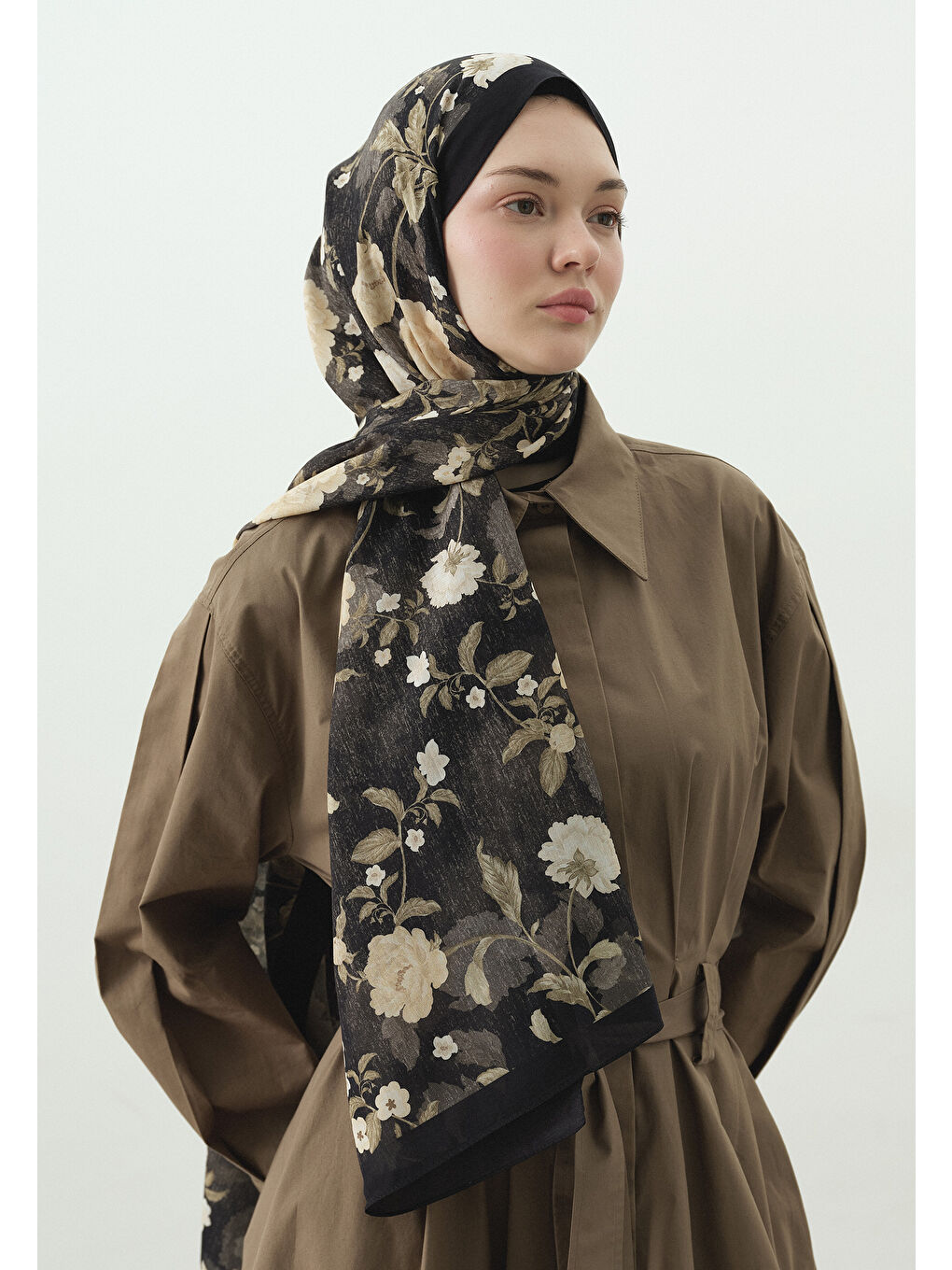 Siyah REVERIE DESENLİ PAMUK VİSKON ŞAL SİYAH