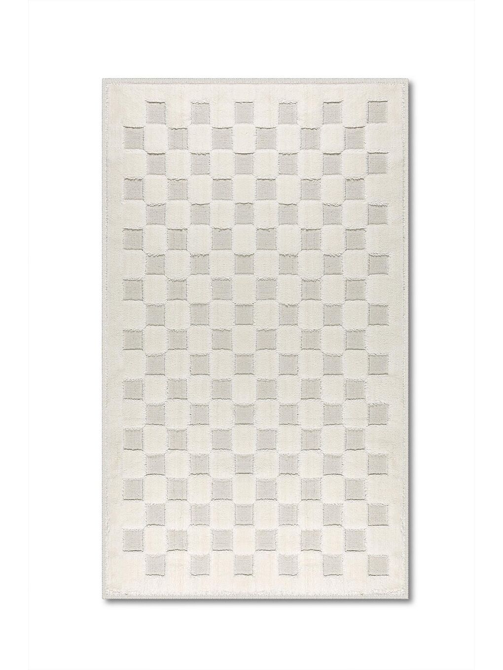 Puantiye Doğal Pamuklu 2'li Banyo Paspas & Halı Seti 60X100+50X60 - Cm Ekru-1